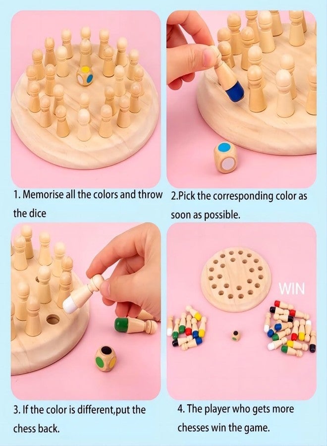 بلس بوينت لعبة شطرنج الذاكرة الخشبية من بلس بوينت + ألعاب لوحية عائلية للأطفال والكبار، لعبة تعليمية مونتيسوري لمرحلة ما قبل المدرسة للأطفال الصغار من عمر 3 سنوات فما فوق، هدية عيد ميلاد للأولاد والبنات - Image 2